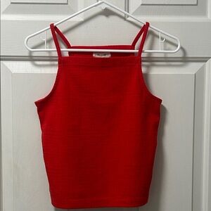Madewell Apron Tank Top, Red Textured J3656 Size XS